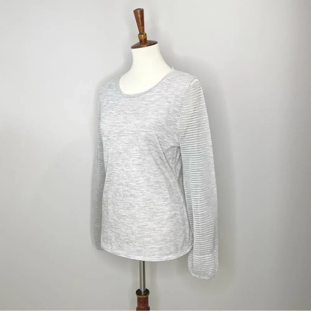 Neiman Marcus Cashmere Collection Sweater with Sheer Ottoman Sleeves Size Large - Picture 6 of 14